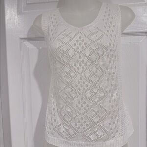 White Crochet Knit Sleeveless Top